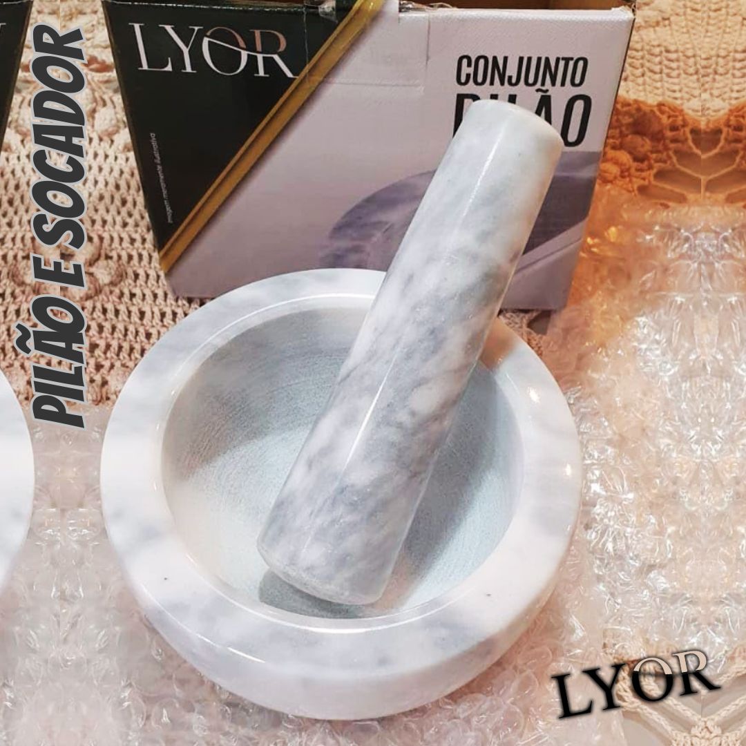 Lyor Conjunto Pilão e Socador de Mármore Marin 12cm x 6cm Adoro Promoção