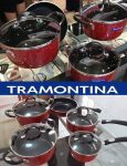 Jogo de Panelas Tramontina Antiaderente – de Alumínio Vermelho 5 Peças Convida Mônaco