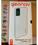 Carregador Portátil Universal 10.000Mah, 2 Portas Usb + 1 Porta Usb-C, Led Indicador de Bateria, Branco, Pb10Wt,Geonav