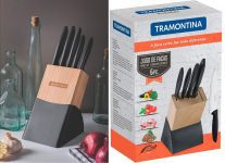 Conjunto de Facas Tramontina Plenus em Inox e Polipropileno com Cepo – 6 Peças