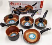 Jogo de Panelas Euro Revestimento Cerâmico – de Alumínio Preta 5 Peças Home Montreal