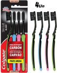 Escova Dental Colgate Slim Soft Black 4 unid, Colgate, Preto Com Rosa/Preto Com Azul/Preto Com Verde