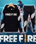 Conjunto Moletom Blusa Preta + Calça Preta Free Fire Angelical Mestre Gamer Fã