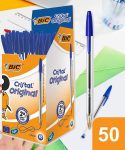 Caneta Esferográfica BIC Cristal Original, Dura Mais, Azul, 1.0mm, 835205, 50 unidades