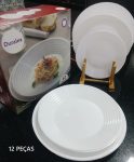 Aparelho de Jantar 12 Peças Duralex Vidro Redondo – Branco Saturno