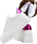 Tênis Feminino Flatform Liso Amarração Moderno Casual – Tenehi