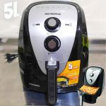 Fritadeira sem Óleo Mondial Air Fryer Grand Family Inox 5L Preta