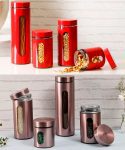 Porta Mantimentos em Aço Inox e Vidro 4 Peças – Basic+