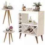 Aparador Bar com Adega Retrô Pés Palito Malibu Château e kit Duas Mesas Off White – Lojas GD