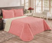Cobre Leito Casal Vicenza Bia Enxovais Salmão/Palha Tecido