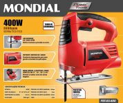 Serra Tico-Tico FST03 Mondial com Base de Corte e Base Móvel Ajustável 400W – Preta/Vermelha