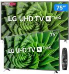 Smart TV 4K LED IPS 75” LG 75UN8000PSB Wi-Fi – Bluetooth HDR Inteligência Artificial 4 HDMI 2 USB