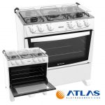 Fogão Atlas 5 Bocas Mônaco, Automático, Forno Limpa Fácil e Eficiência Energética – Branco