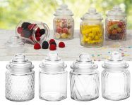 Jogo de Potes de Vidro Hermético – Redondo 300ml Casambiente POVI082A 4 Peças