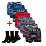 Kit 10 Cuecas Boxer Microfibra MEN Adulto + 10 Pares Meias Sport Longa M11