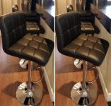 Banqueta Alta Giratória com Encosto Preta Nell – BQT-PU1 2 Peças