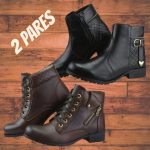 Kit 2 Pares de Botas Casuais Femininas de Cano Curto