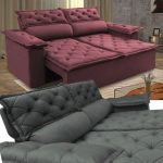 Sofá 3 Lugares Retrátil e Reclinável Cama inBox Compact 1,80m Velusoft