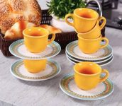 Conjunto de Xícaras para Café Oxford Daily com Pires Bilro em Cerâmica 75ml – 6 Peças