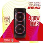 Caixa de Som Amplificada Portátil TRC 5540 com Bluetooth, Controle Remoto, Entrada USB, Iluminação em Led, Microfone com Fio e TWS – 400W RMS