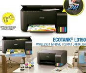 Impressora Multifuncional Epson EcoTank L3150 – Tanque de Tinta Wi-Fi Colorida USB