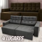Sofá Retrátil e Reclinável 4 Lugares – Suede Amassado Vitale Ambiente Móveis