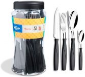 Faqueiro Itaparica, 24 peças, Preto, Aço Inox, Brinox