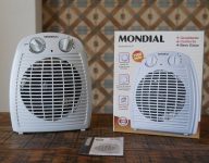 Aquecedor de Ambiente Mondial A-08 com Controle de Temperatura – Cinza