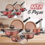 Jogo de Panelas MTA Flora, Antiaderente, 6 Peças