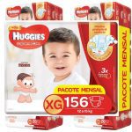 Huggies Pacote Mensal Supreme Care Mega XG, 156 Fraldas, XG, Embalagem pode variar