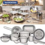 Jogo De Panelas Tramontina Inox 10 Peças Allegra