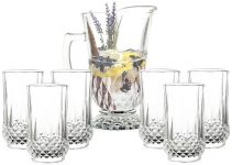 Western Home JAR-25 Conjunto Jarra e Copos Olímpia, Transparente, 7 unidades