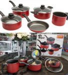 Conjunto de Panelas Antiaderente 5 Peças Eirilar Copacabana com Tampa de Vidro Vermelho