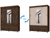 Guarda-roupa Casal com Espelho 3 Portas – de Correr 3 Gavetas Araplac