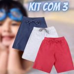 Kit Bermuda Infantil Candy Kids Moletinho Masculino – 3 Peças