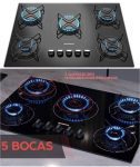 Cooktop a Gás Mondial, 5 Bocas, Bivolt, Preto/Inox