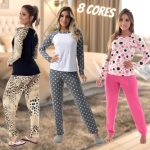 Pijama Bicolor Manga Longa Click Mais Bonita