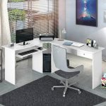 Mesa para Escritório em L 1 Gaveta Max Zanzini Branco Ártico