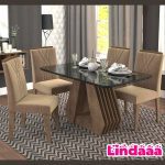 Sala Jantar Agata 130 Cm x 80 Cm Com 4 Cadeiras Nicole Marrocos – Cimol