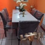 Conjunto Sala de Jantar Mesa Tampo MDF 6 Cadeiras Espanha Espresso Móveis Chocolate/Off White