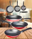 Conjunto 3 frigideiras, Garlic, 16, 20 e 24 cm, Vermelho, Brinox