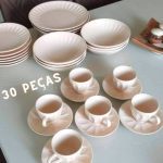 Aparelho de Jantar Chá 30 Peças Haus Cerâmica – Creme Redondo Decorato