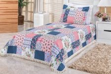 Cobre Leito la Bella Bia Enxovais Patchwork Rosa Solteiro Tecido