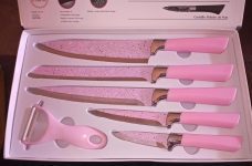 Conjunto De Facas Aço Inox Revestimento Rosa 6 Peças – Zapter