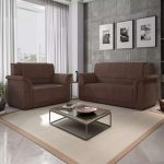Sofá 2 E 3 Lugares Itália Marrom Suede