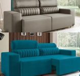Sofá Retrátil Reclinável 4 Lugares – Revestimento Suede Elite Style Linoforte