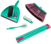 Kit de Limpeza Noviça com 5 peças (Vassoura Fácil com Cabo, Clipá + Escova, Escova Multiuso e Escova Longo Alcance)., Noviça
