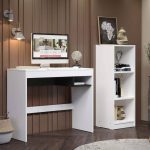 Escrivaninha Madesa Rubi + Estante Livreiro 6905 – Branco