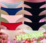 Kit 10 Fio Dental Try Basics Algodão Cotton Básica Lisa Moda Lingerie