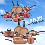 Jogo de Panelas 8 Peças Antiaderente Trevalla Flora